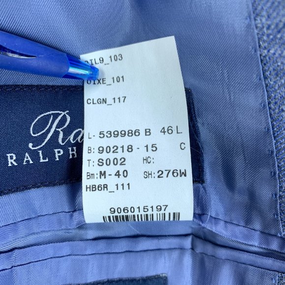 **SOLD**Ralph Lauren Blazer Mens 46L 46 Long Blue Wool Silk Linen Sport Coat - Picture 16 of 16